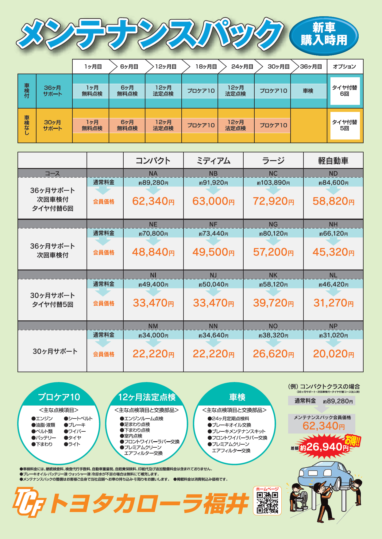 メンテナンスパック  トヨタカローラ福井株式会社